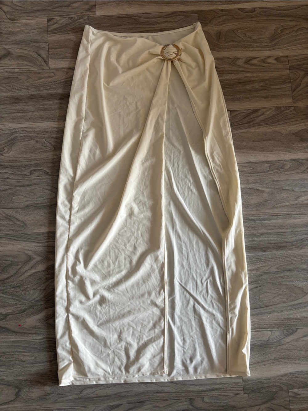Cream Swim Sarong with Decorative Ring Accent